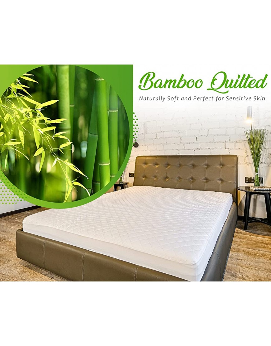 Protège-matelas matelassé 100 % imperméable et respirant en bambou hypoallergénique pour lit double 135 x 190 cm - BKAWDLUZC