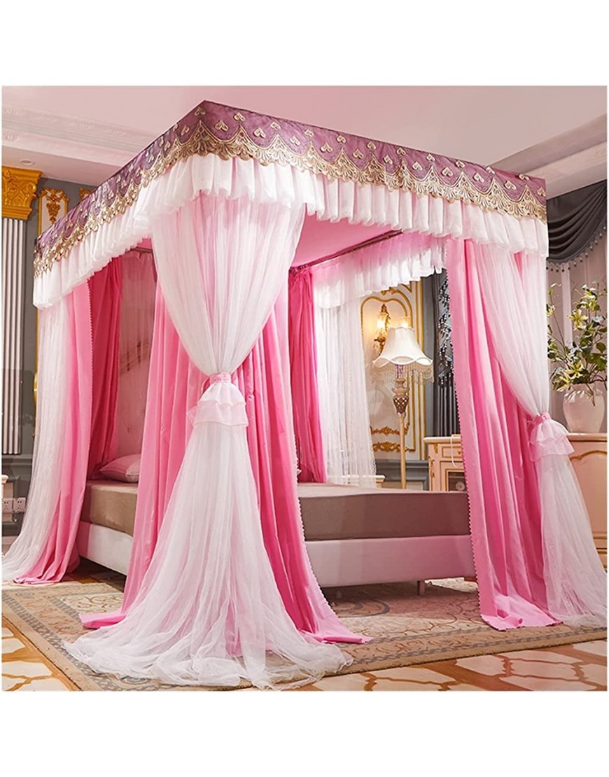 Moustiquaire d'intérieur de lit Rideau de lit de Luxe de décoration de Chambre à Coucher lit de Soutien de Colonne d'acier Inoxydable Couleur : Rose Taille : 200x220x200cm - B58KHULEZ