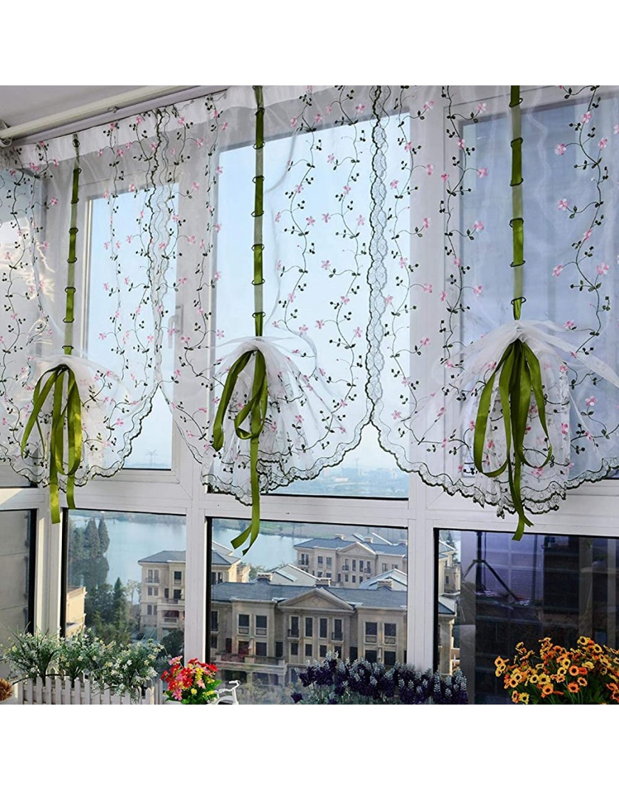Rideaux en fil de tulle cantonnière décorative longue écharpe pour fenêtre cantonnière semi-transparente pour fenêtre florale drapé transparent en chrysanthème pour décoration de fenêtre80*100cm - BB4EKVFFQ