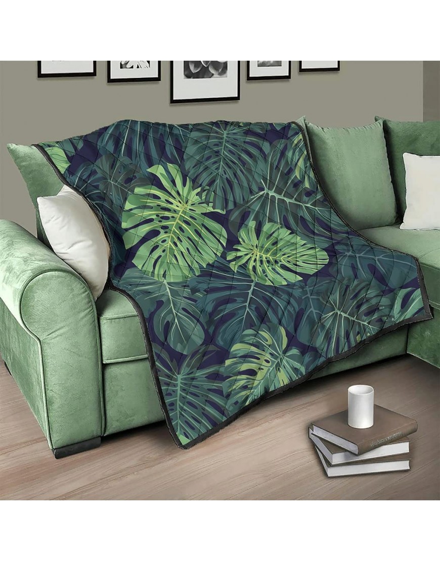 AXGM Couvre-lit imprimé avec des feuilles tropicales Vert foncé 150 x 200 cm - BQN44SLUR