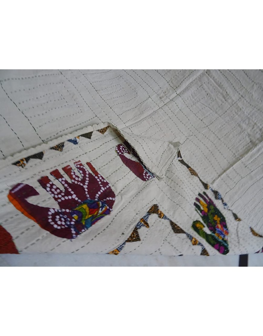 Couvre-lit indien Kantha en patchwork avec éléphant décoration d'intérieur couvre-lit réversible 152 x 228 cm. - B1K9NDWHK