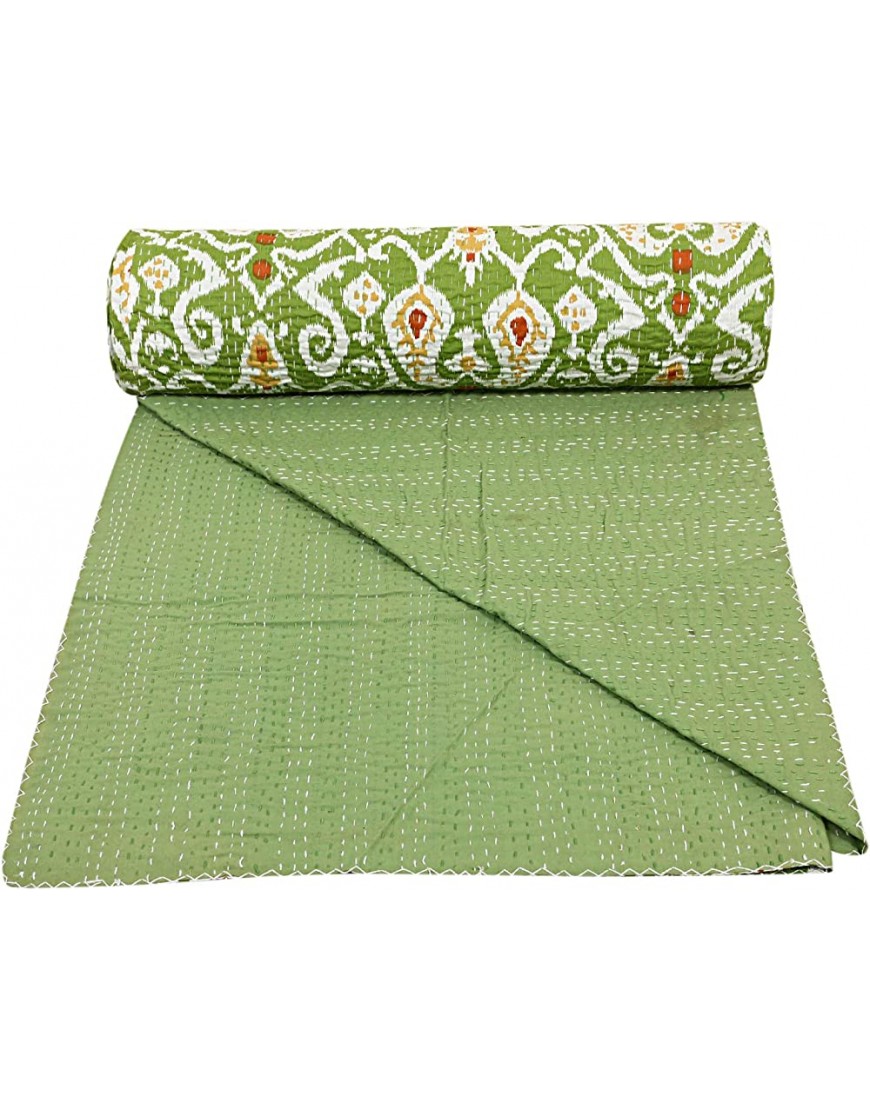 Indian-Shoppers Couvre-lit indien Kantha en coton style bohémien Décoration de lit Couverture hippie multicolore Couvre-lit décoratif - B3HNABYJC