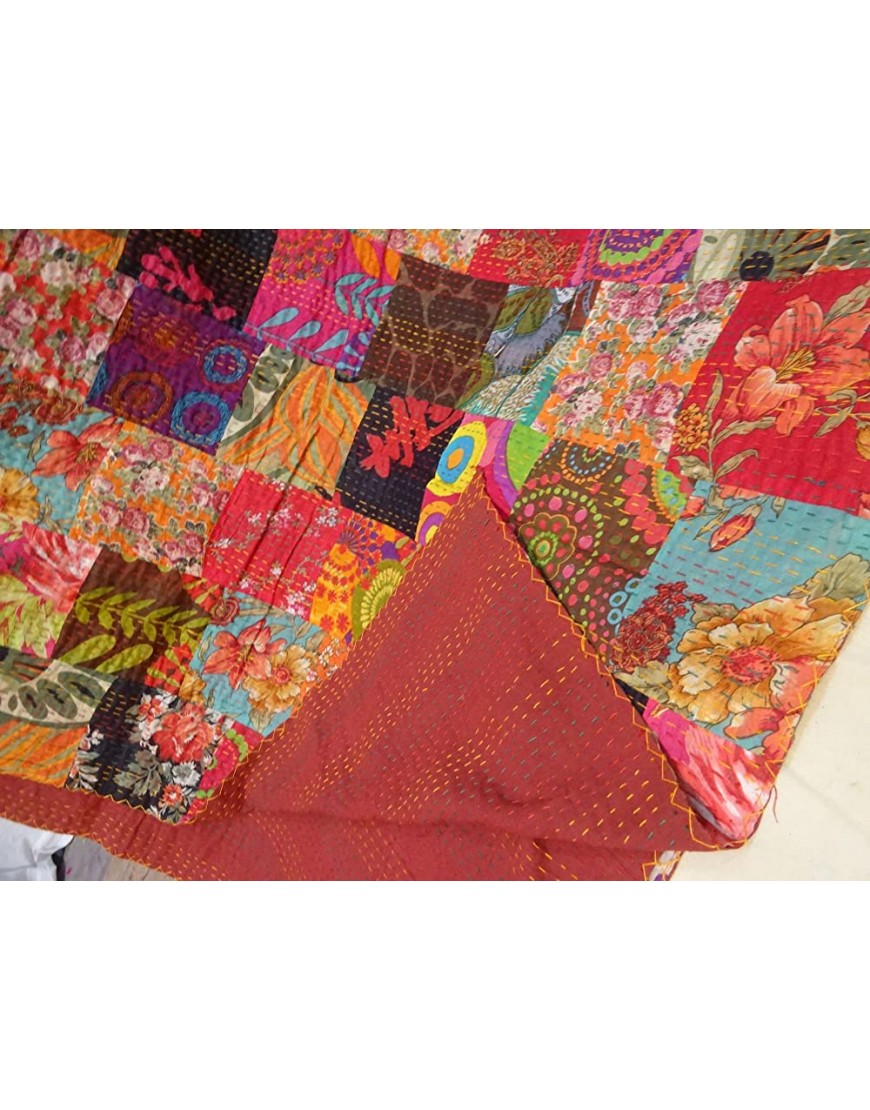Tribal Asian Textiles Couvre-lit kantha réversible fait main en coton pur pour lit queen-size - B7BKMITZD