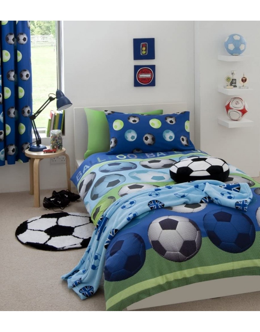 Catherine Lansfield Parure de lit pour Enfant Motif Football Bleu Simple - B4WWKUIDQ