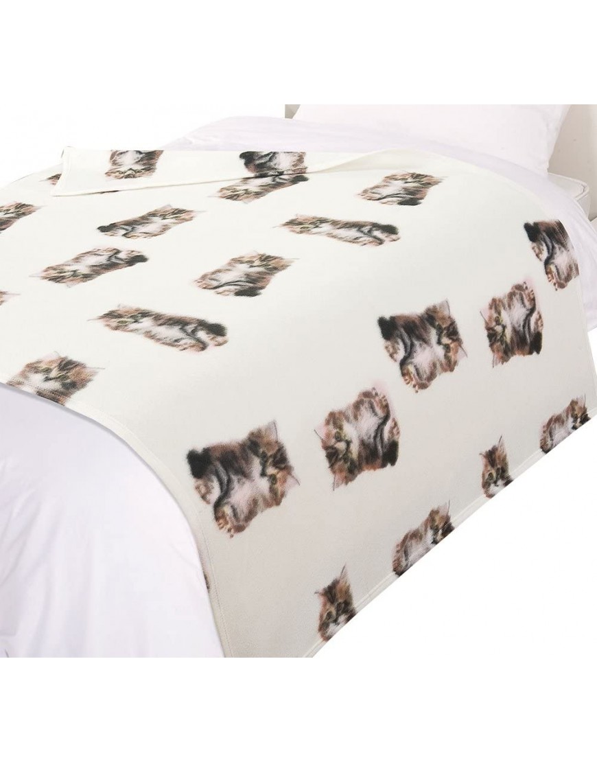 Dreamscene Couvre-lit imprimé chat couverture couvre-lit beige blanc imprimé animal - B48NKGWVZ