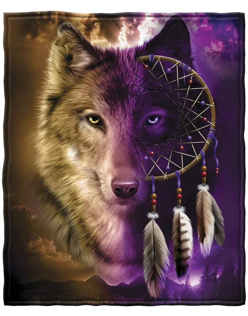 YISUMEI Couverture polaire Wolf Dreamcatcher 150 x 200 cm - BHAAWCPZI