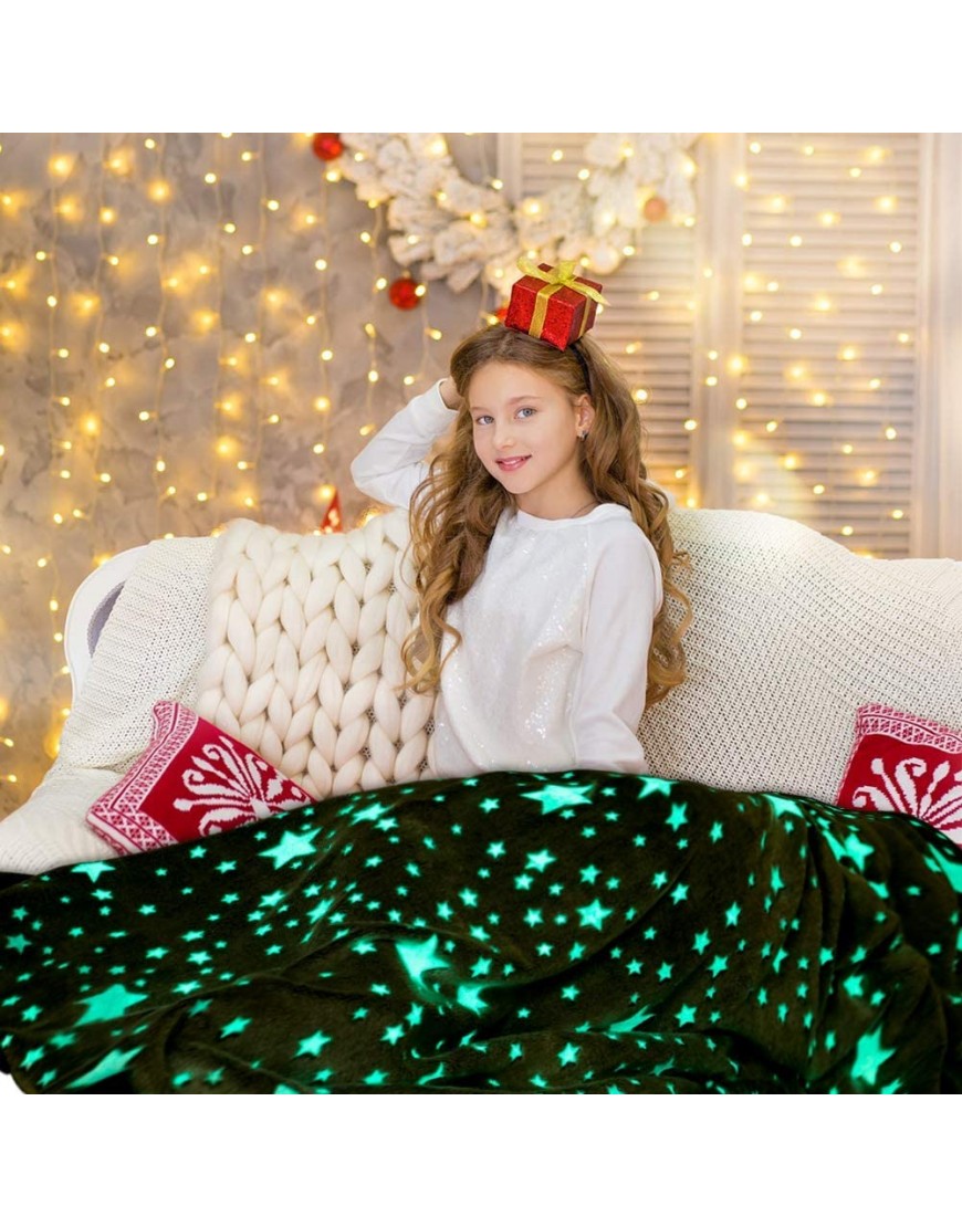 Capmesso Couverture phosphorescente pour enfants en flanelle super douce avec étoiles Accessoire de chambre à coucher cadeau de Noël d'anniversaire pour filles 127 x 152,4 cm - B74NWCRJX