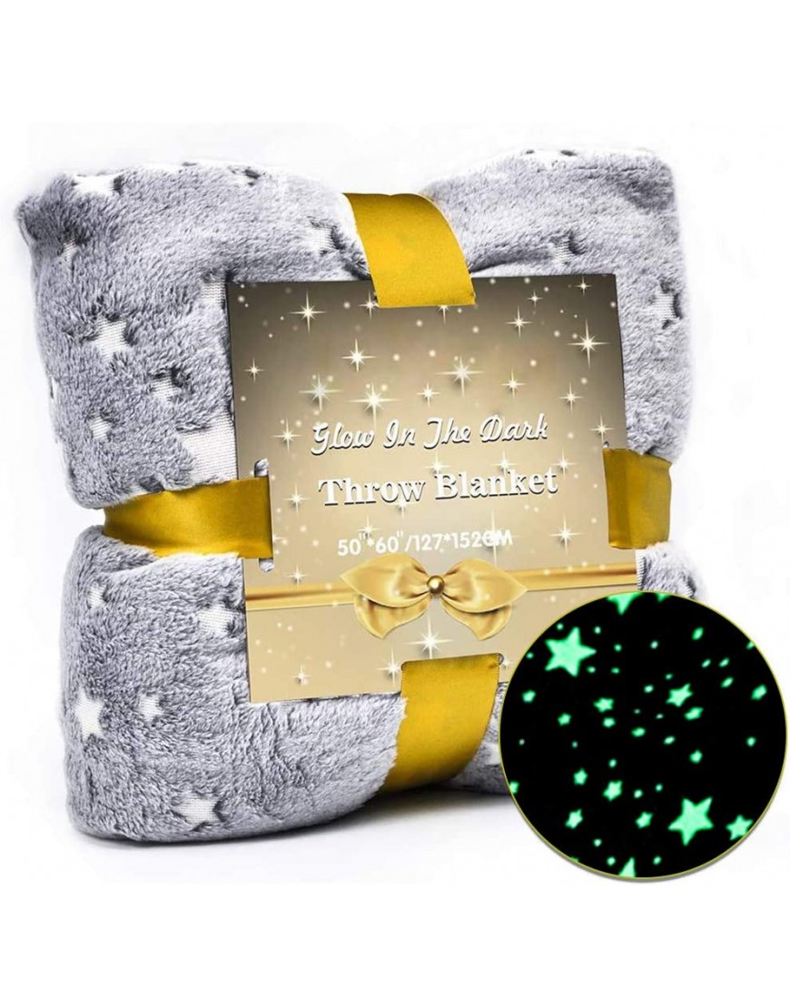 Capmesso Couverture phosphorescente pour enfants en flanelle super douce avec étoiles Accessoire de chambre à coucher cadeau de Noël d'anniversaire pour filles 127 x 152,4 cm - B74NWCRJX