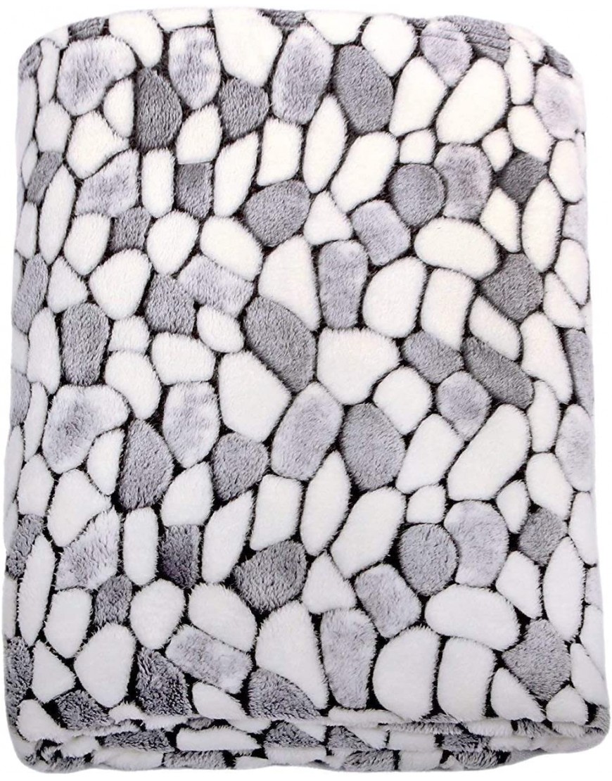Couverture PIERRE plaid gris blanc 150x200 cm microfibre - BM5NBCKMG