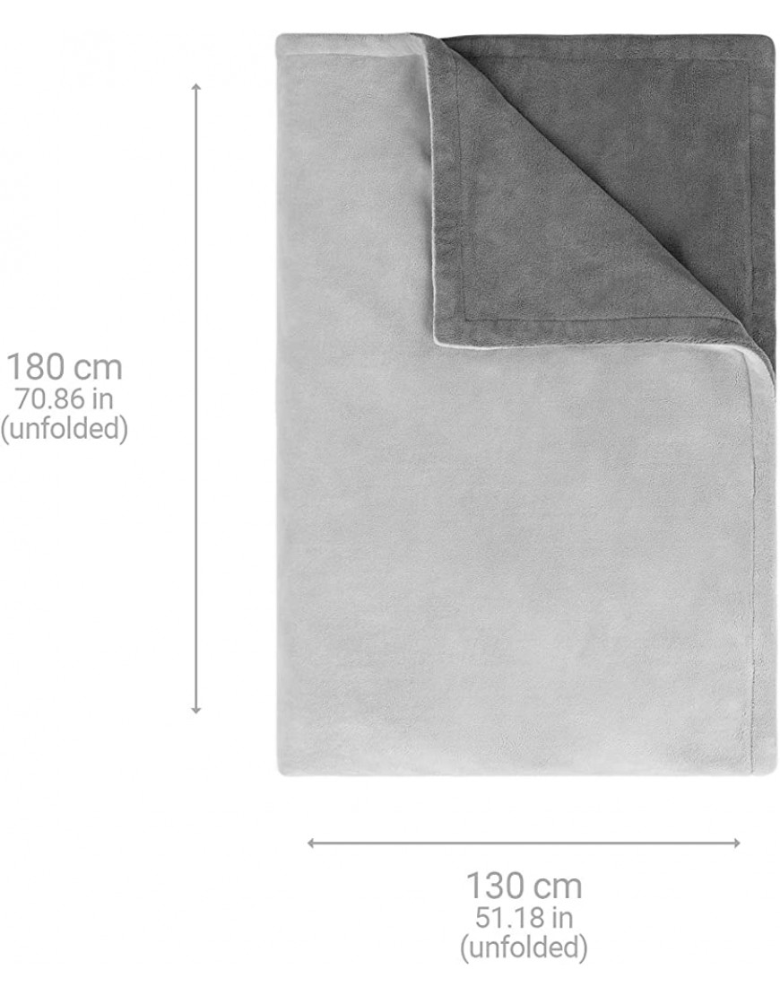 Medisana HDW couverture chauffante en peluche lavable couverture en peluche avec arrêt automatique 4 niveaux de température 180 x 130 cm design réversible 2 couleurs gris gris foncé - B9Q1MWLGO