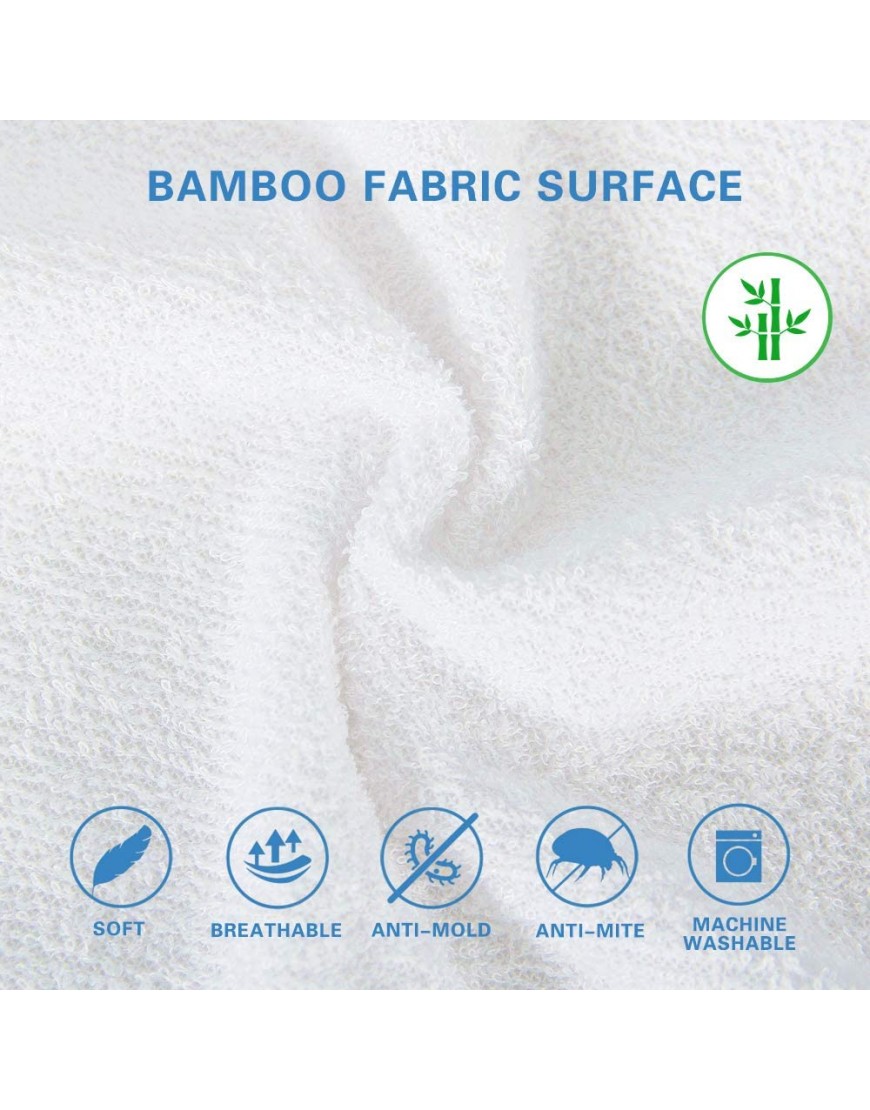 Bedecor Pack de 2 Fibre de Bambou Protège Matelas imperméable Ultra Doux Respirant Hypoallergénique Silencieux-90x190 200cm - BVMK3KTGL