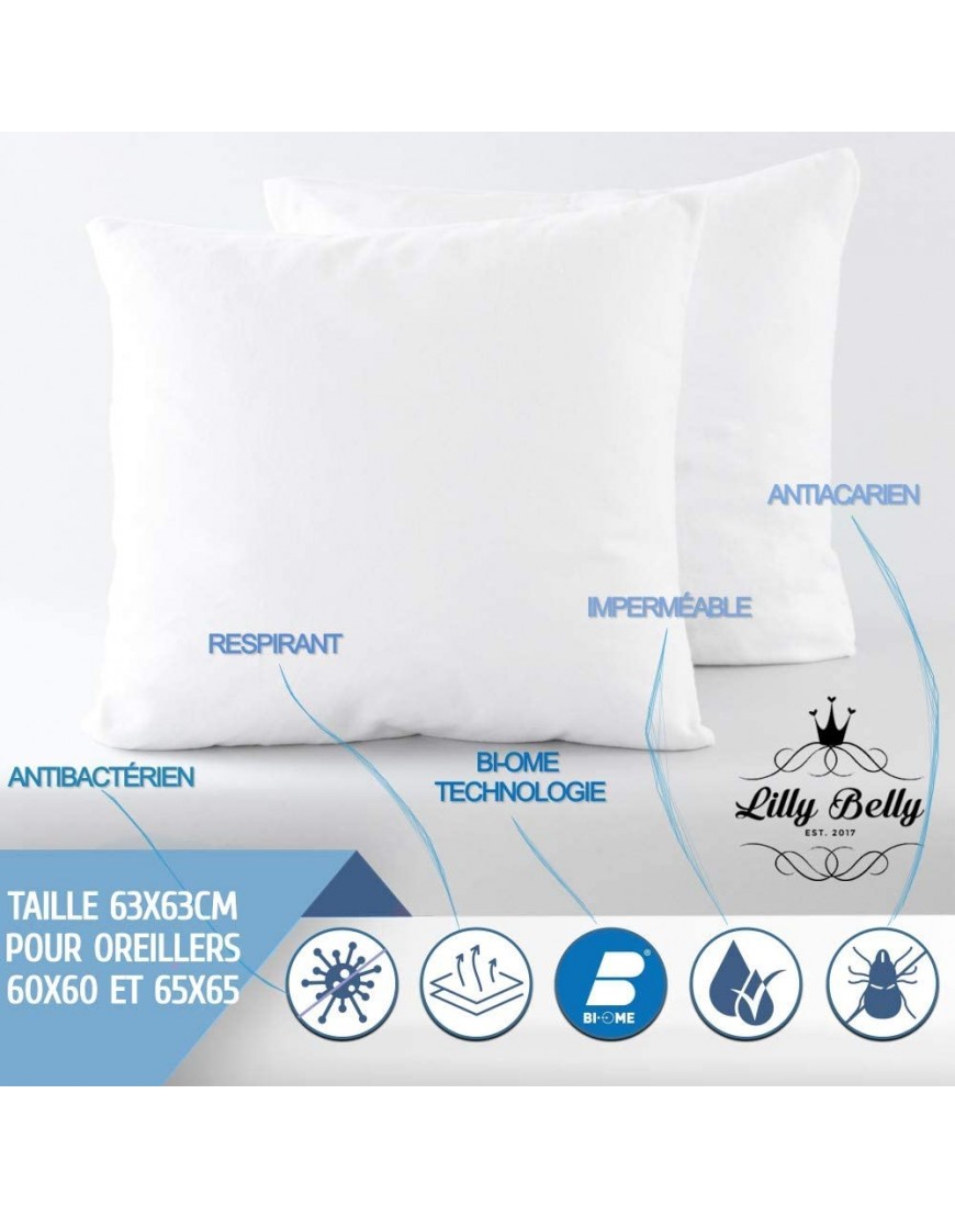 LILLY BELLY Protège Matelas+Oreiller imperméables Coton OEKOTEX Made in Europe antiacarien antibacterien Respirant Technologie BIOME 90X190 200 - BAHH3SUVQ