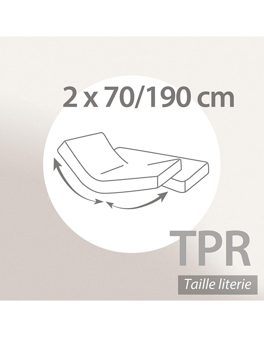 Protège Matelas imperméable 2x70x190 cm lit articulé TPR Bonnet 23cm Arnon Molleton 100% Coton contrecollé polyuréthane - B3NWQFVIM