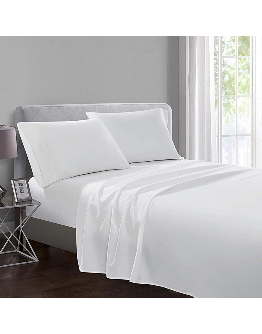 Yorkshire Bedding – Drap plat en 100 % coton égyptien de qualité hôtelière 200 fils cm² blanc taille lit super king size 270 cm x 310 cm - B441EQKJE