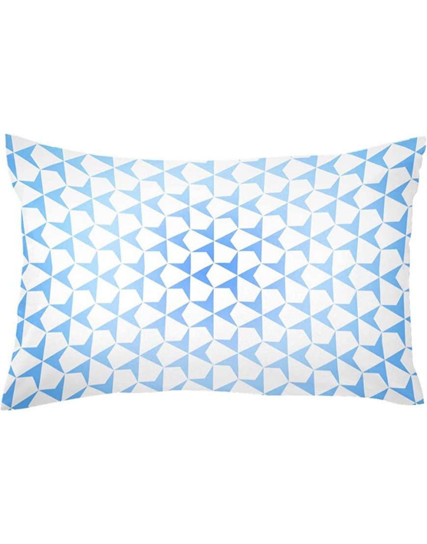 Abstract Retro White Blue Geometry Art Pattern Sofa Pillow Covers 20x36in Standard Size - B1K6VDGDB