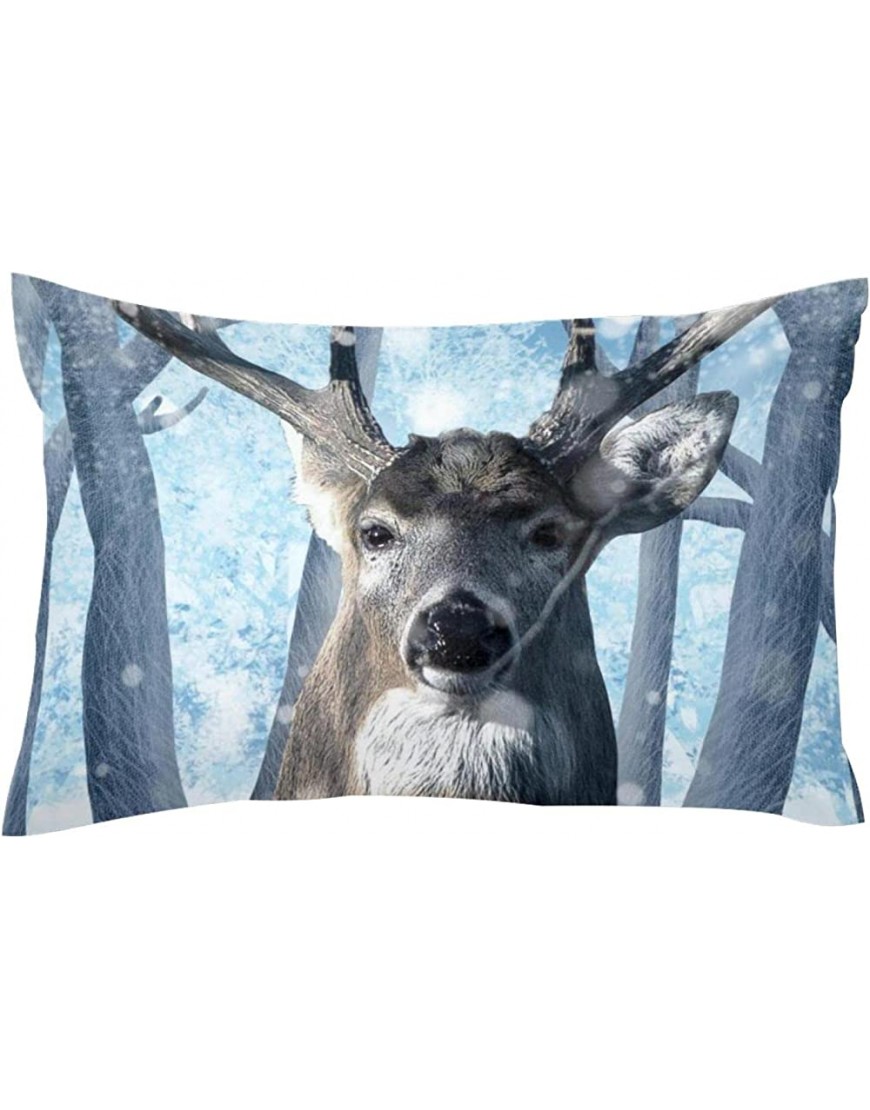 Elk in The Snow in Winter Square Pillow Covers 16x24in Standard Size - B7KJJULOL