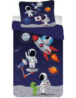 BrandMac Parure de lit Astronautes et Aliens 100% Coton Housse de Couette 140x200 cm + Taie d'oreiller 63x63 cm - BKQ7DXNXO