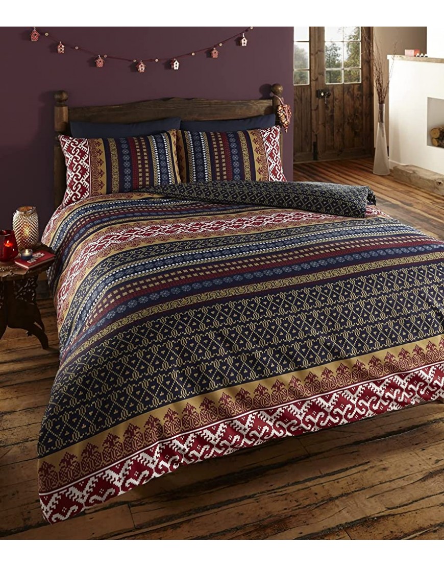 De Cama Parure de lit avec Housse de Couette Imprimé Ethnique Indien de Luxe Orkney Multicolore King-Size - B134KVFCO