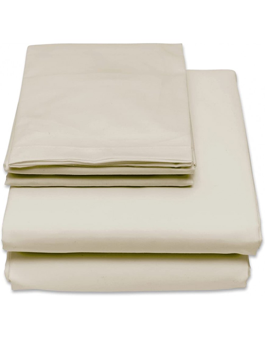 Milarosa Parure de lit unie de 4 pièces en polyester coton drap plat drap-housse réglable et 2 taies d'oreiller fabriqué en Espagne. Qualité beige Lit de 150 cm - B2VEAHQZD