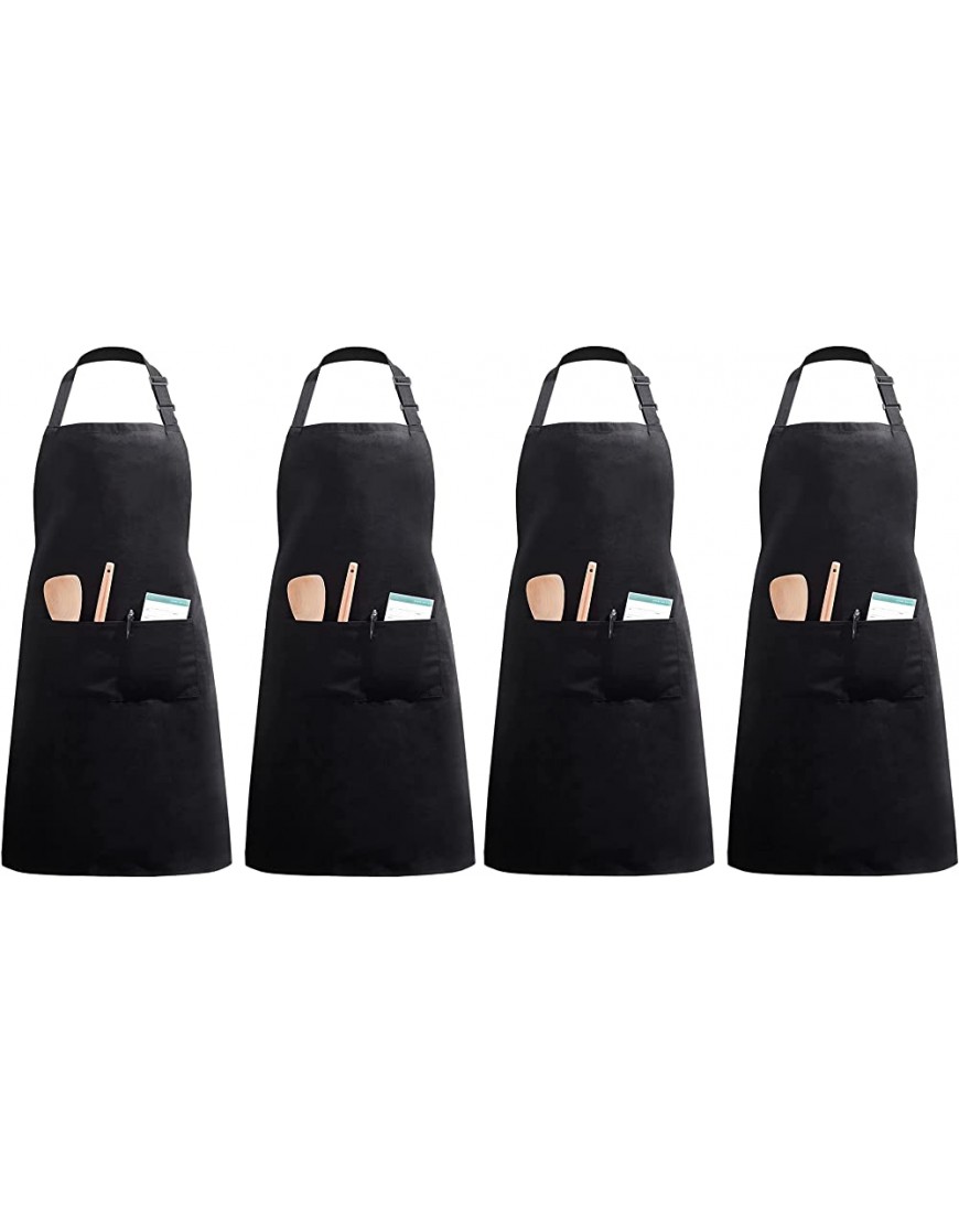 InnoGear 4 Pack Tablier de Chef Réglable avec Poches Tablier Noir Résistant à la Goutte À La Maison Maison Cuisine Tabliers de Cuisine pour Femmes Hommes Noir Polyester - BJVA7ZHBY