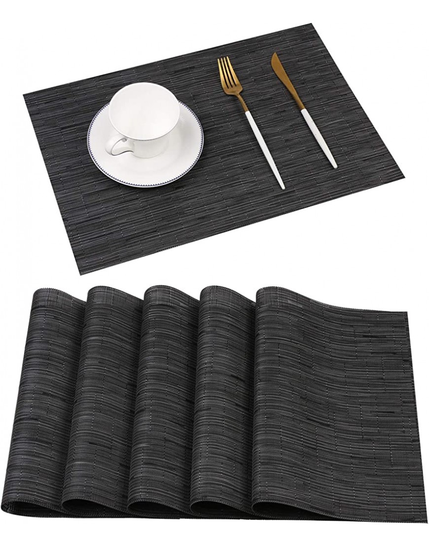 Famibay Set de Table PVC Sets de Table Lot de 6 Lavable Antidérapant Set de Table Noir - BB8JNNCSN