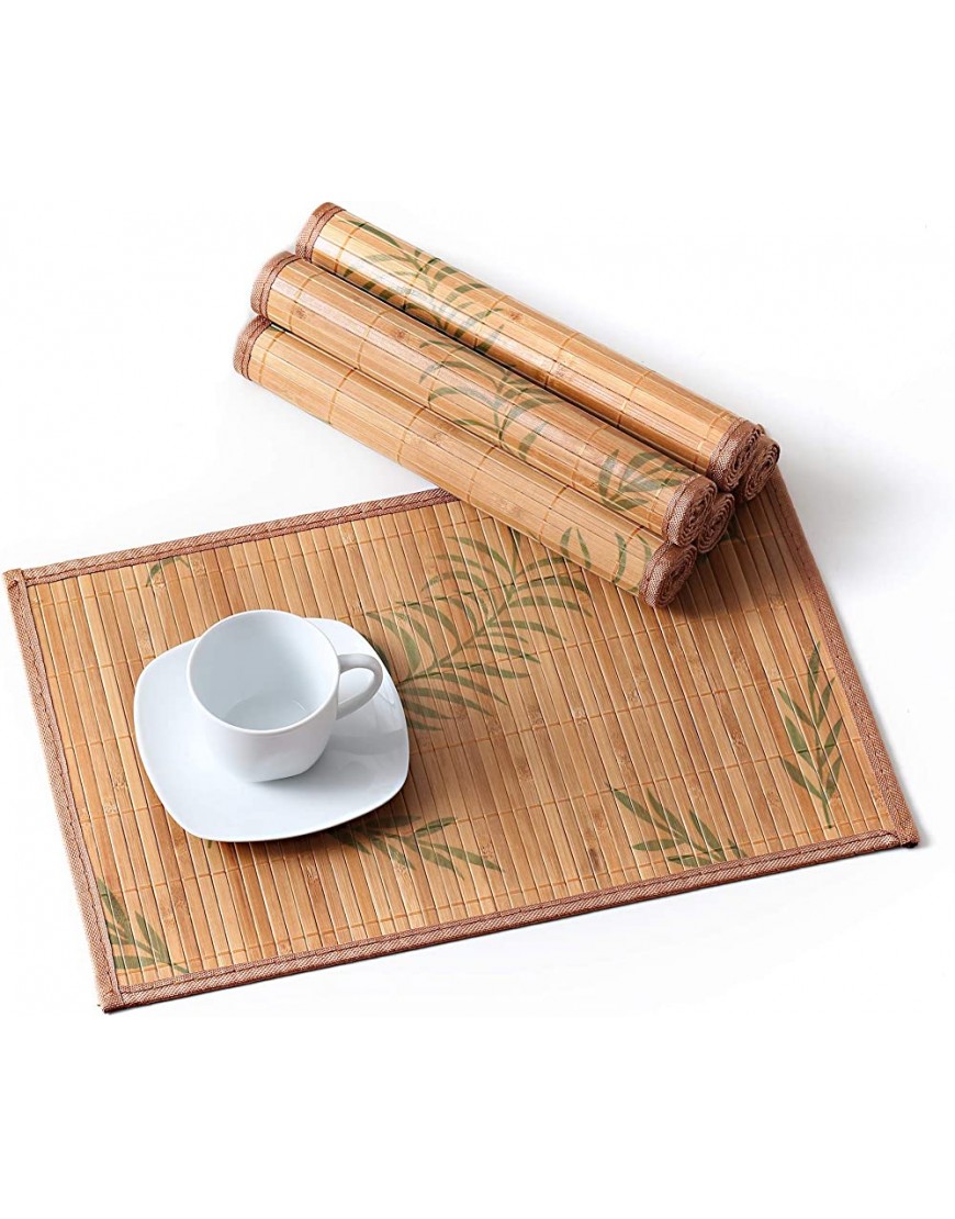 LOVECASA Set de Table en Bambou 6 Pcs Napperons Lavable Antidérapant Tapis de Table Résistant à la Chaleur - B5DE5BQKL