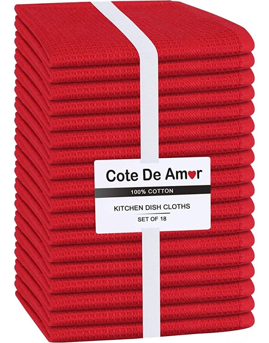 Cote De Amor Lot de 18 torchons de Cuisine en Coton 30x30 cm torchons de Nettoyage de Restaurant 100% Coton Serviettes de Cuisine absorbants lavables durables Rouge - BWKW1ROGX
