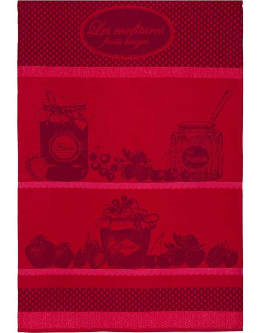 Coucke Serviette en Coton Jacquard Confitures Fruits Rouges 50,8 cm x 76,2 cm Rouge - B72K8GSER