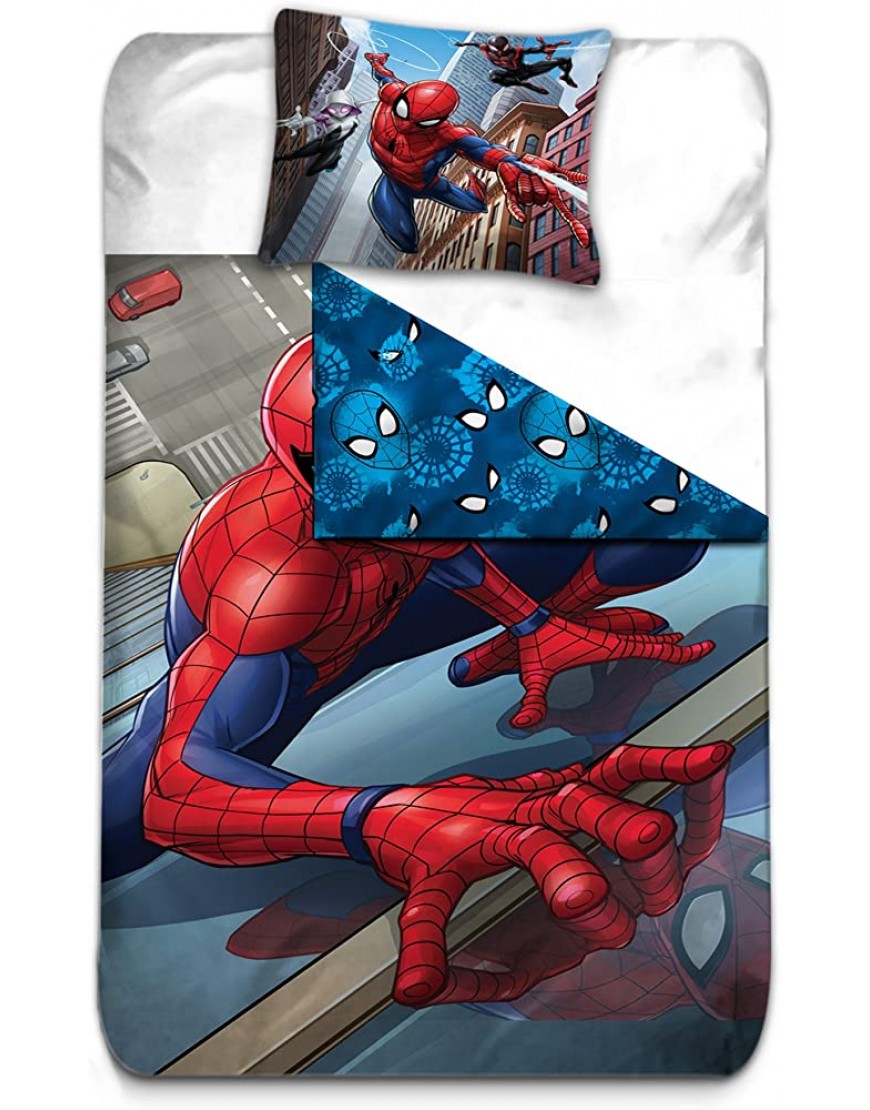 AYMAX S.P.R.L Spiderman Housse de Couette réversible avec Taie d'oreiller Microfibre Rouge 200x140 cm Beige California King - B4DHBJIJM