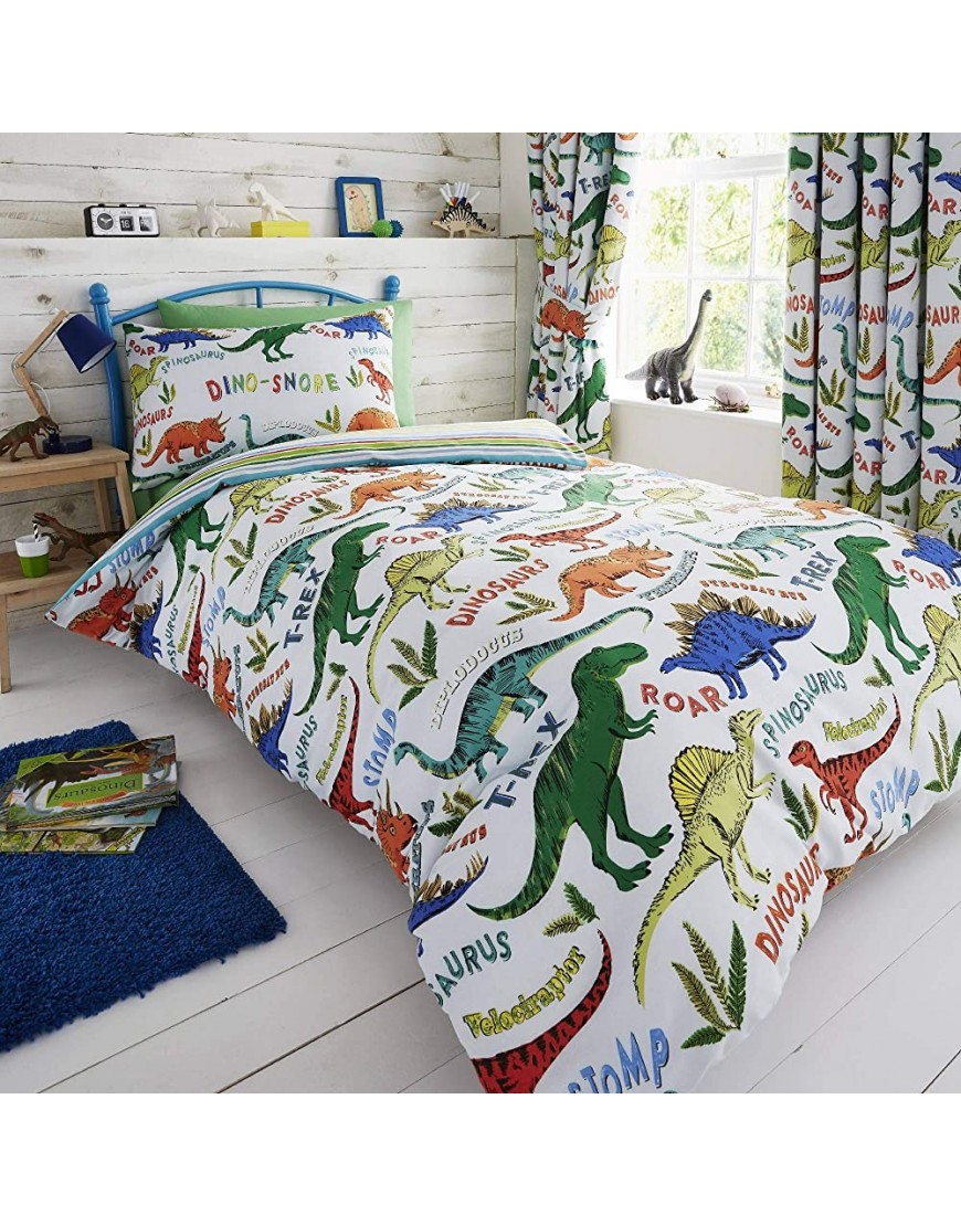 Happy Linen Company Parure de lit réversible Enfant Motifs Dinosaures Vert lit 1 Personne - B8W5MELIZ