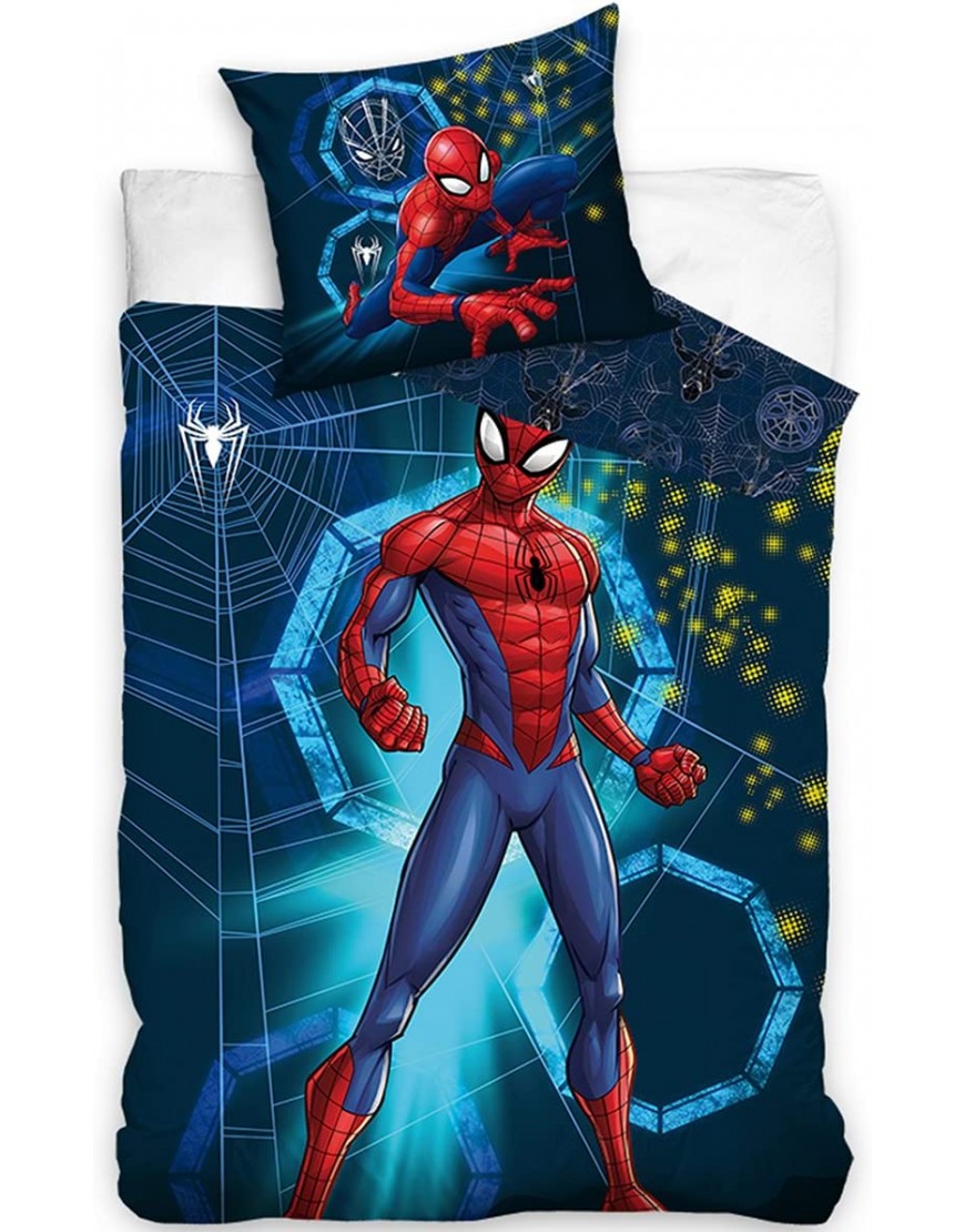 Parure de lit Spiderman pour Enfant Housse de Couette Réversible 140x200 cm + Taie d'oreiller 60x70 cm 100% Coton - B739KUEBA
