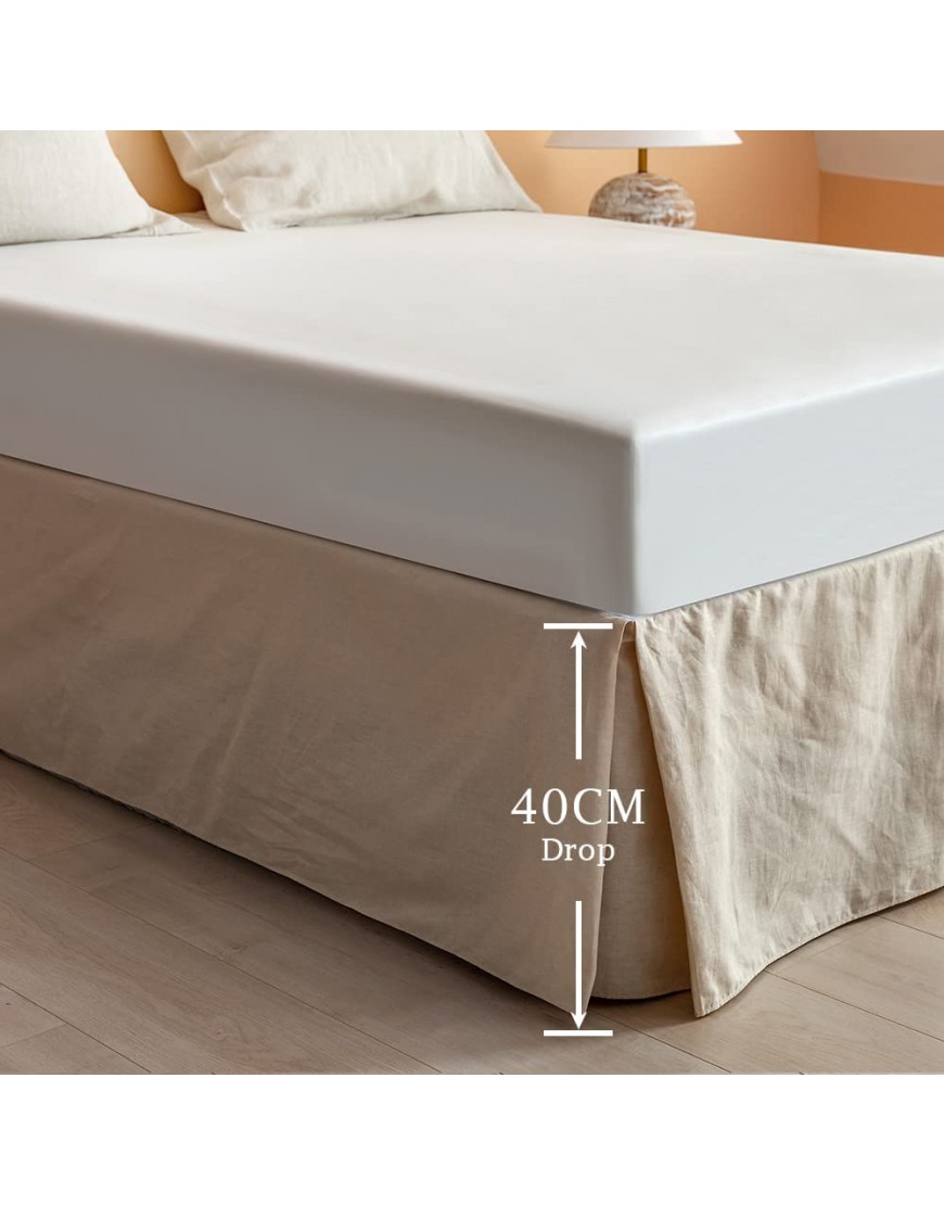 Simple&Opulence 55% Lin 45% Coton Jupe de lit plissée Drap de cantonnière de Luxe Extra Profond Entretien Facile et qualité hôtelière Base Lin SuperKing180x 200cm - B32N8HFRX