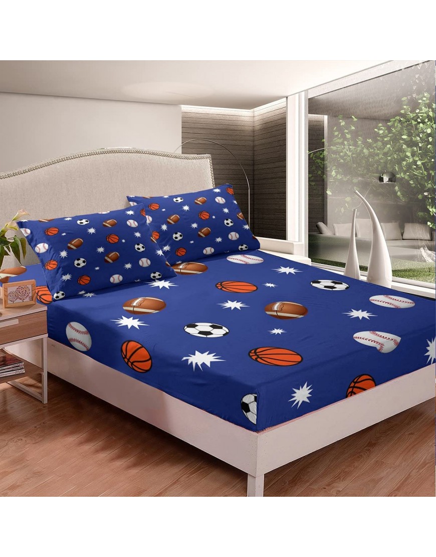 Parure de lit pour garçons avec 1 taie d'oreiller sur le thème des jeux de compétition Bleu marine Pour chambre d'enfant ou adolescent - B6H84RPKL