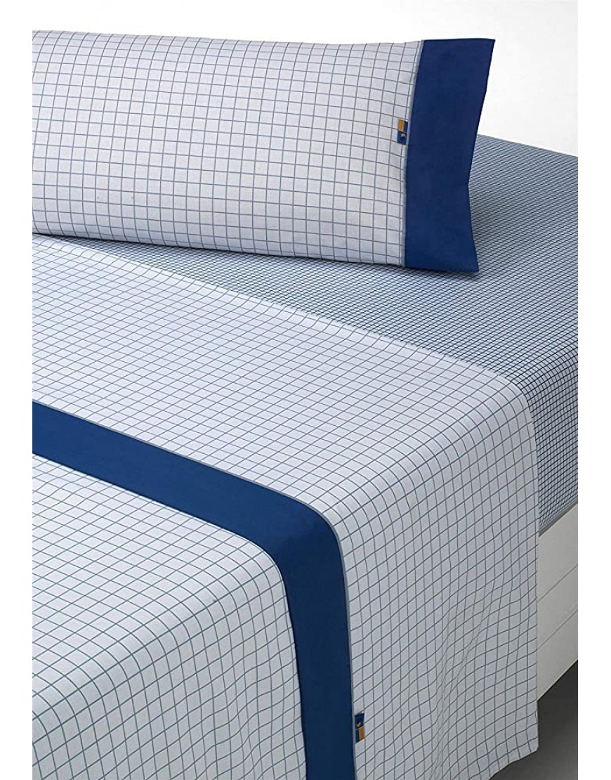 SABANALIA Checks Set de draps Complet Gris-Azul lit 90 3 - BDVJBKAGF