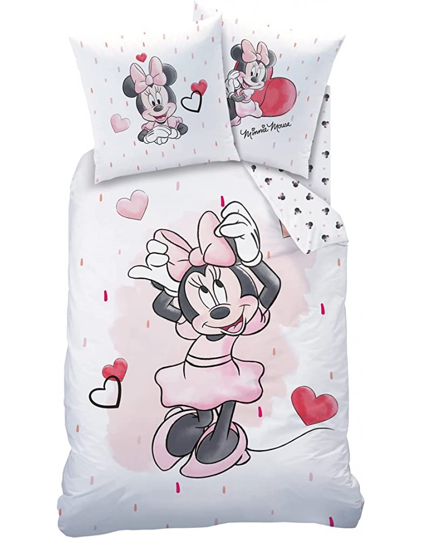 Parure de lit Disney Minnie Mouse Parure de lit pour enfants 1 taie d'oreiller 80 x 80 cm + 1 housse de couette 135 x 200 cm 100 % coton - BK6E2XIDW