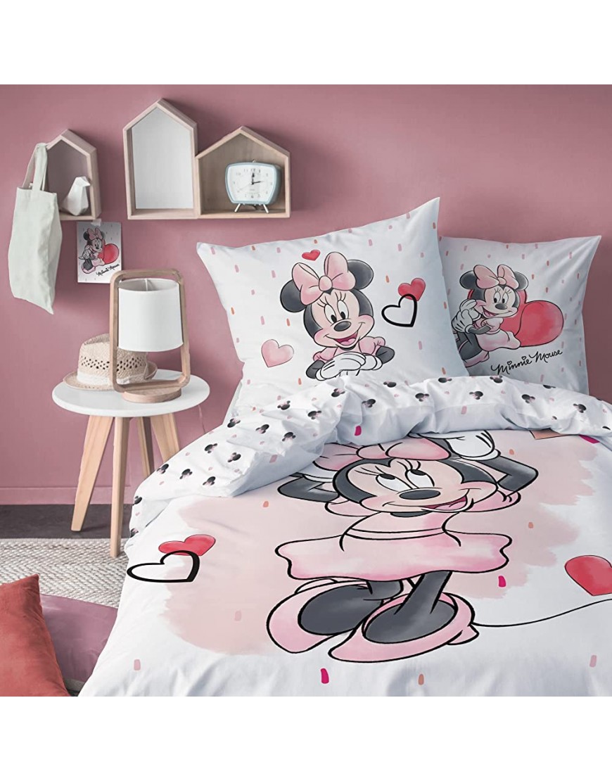 Parure de lit Disney Minnie Mouse Parure de lit pour enfants 1 taie d'oreiller 80 x 80 cm + 1 housse de couette 135 x 200 cm 100 % coton - BK6E2XIDW
