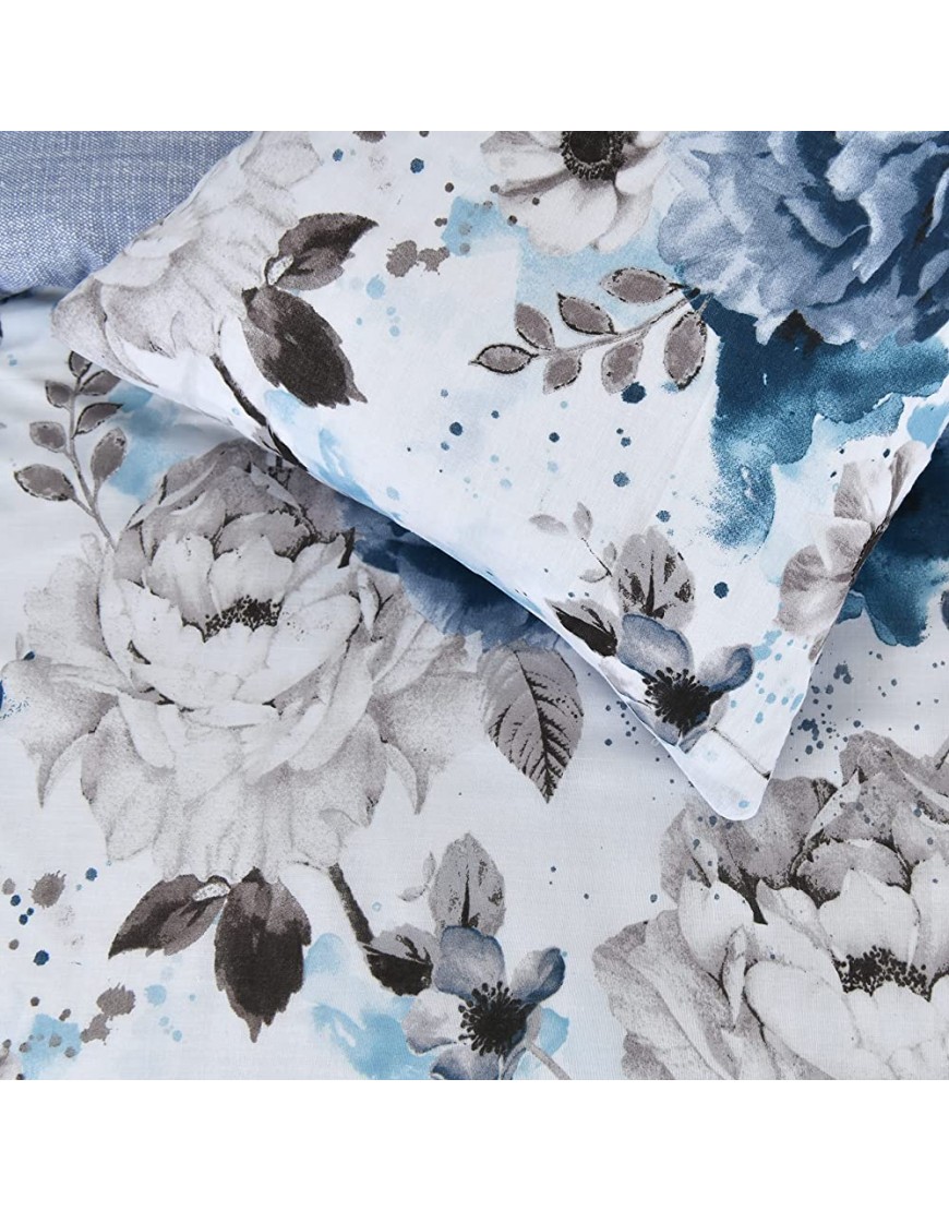 Sleepdown Housse de Couette réversible Motif Fleuri Bleu Coton Polyester Bleu Double - BN6QDVMPZ