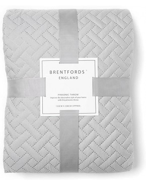 Brentfords Couvre-lit matelassé à Motif géométrique Pinsonic Facile d'entretien Gris argenté 200 x 240 cm - BB4BNNQHS
