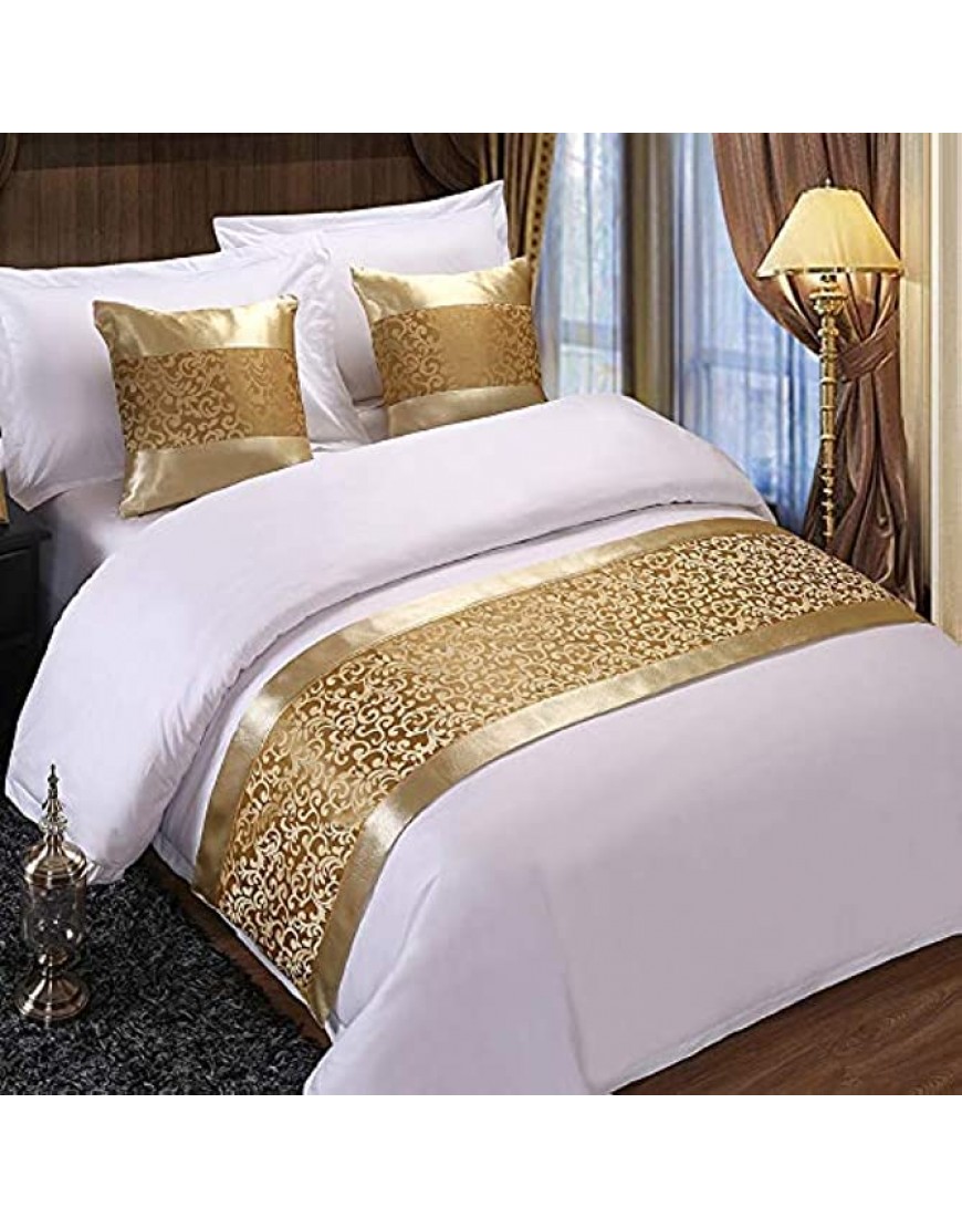 lit coureur Drapeau de lit d'hôtel queue de lit écharpe taie d'oreiller couverture de lit d'hôtel trois pièces chinois simple luxe literie luxe tapis fleur d'or de Phnom Penh 50 * 180 1,2 lits - BAV3ARUZB