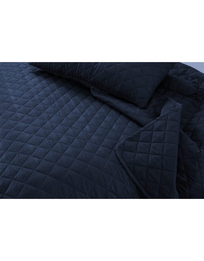MIA Parure de lit avec couvre-lit et oreillers en microfibre à ultrasons matelassés lit 2 places : 220 x 250 cm bleu - B71MATQBM