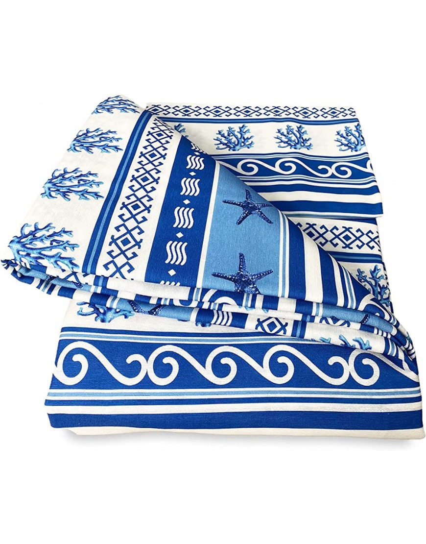 Tex family Drap d'ameublement grand foulard couvre-lit housse grecque mer marine bleu 2 places - BJKA8GMPV