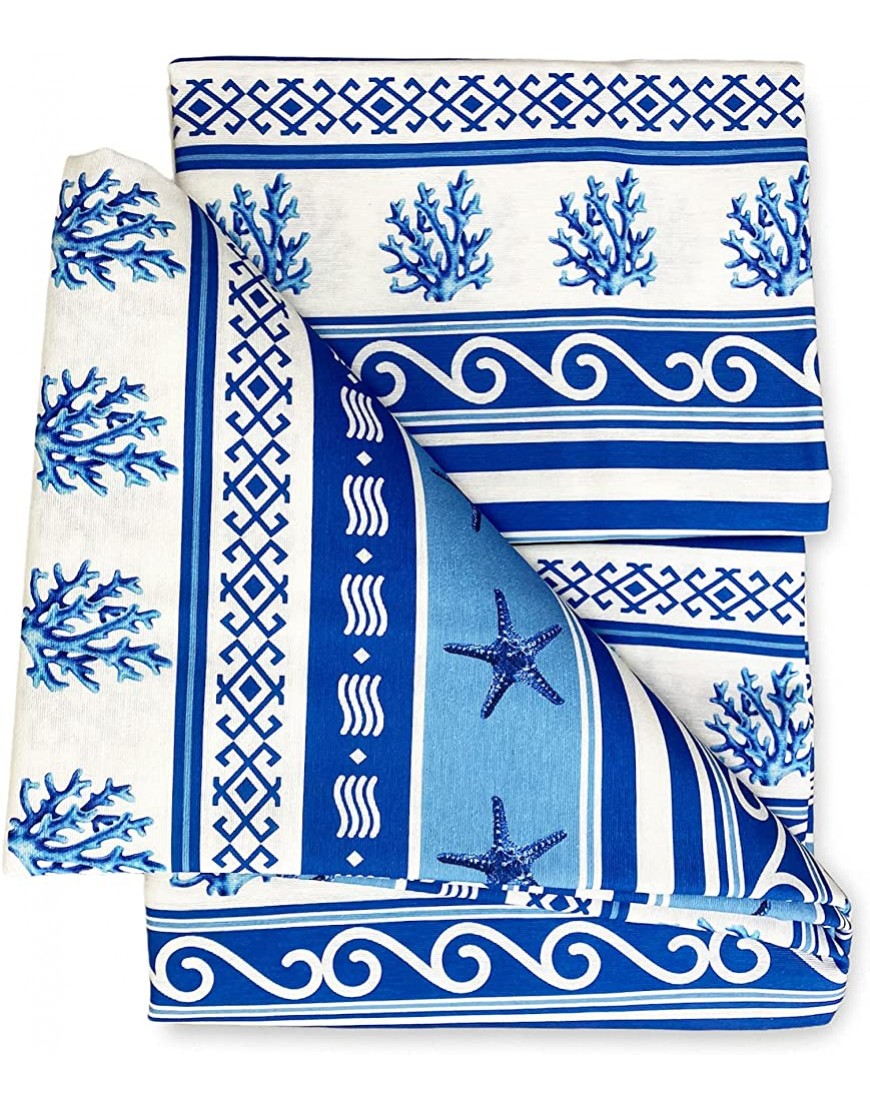Tex family Drap d'ameublement grand foulard couvre-lit housse grecque mer marine bleu 2 places - BJKA8GMPV