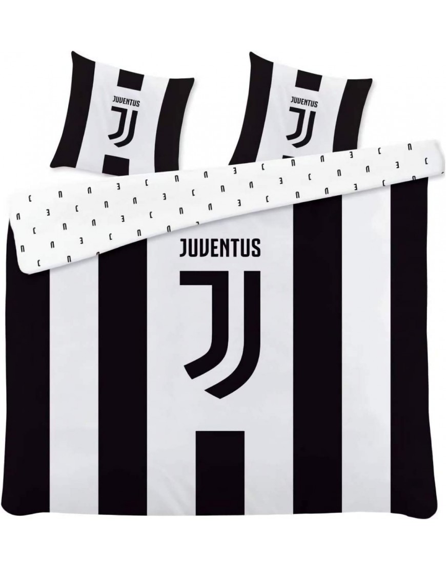 BJORNA Parure de lit Juventus 2 Personnes 100% Coton Housse de Couette 240x220 cm + 2 Taies 65x65 cm - B43HHAOBU