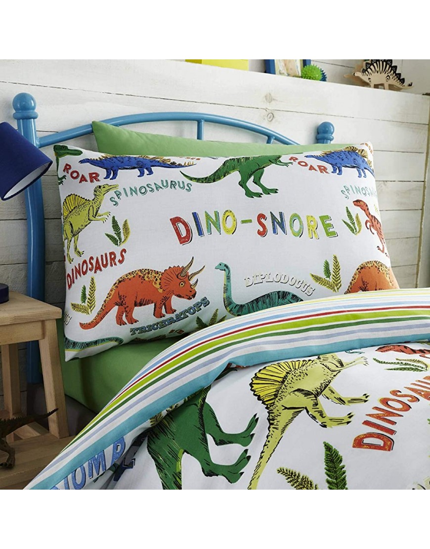 Happy Linen Company Parure de lit réversible Enfant Motifs Dinosaures Vert lit 1 Personne - BH773NMDX