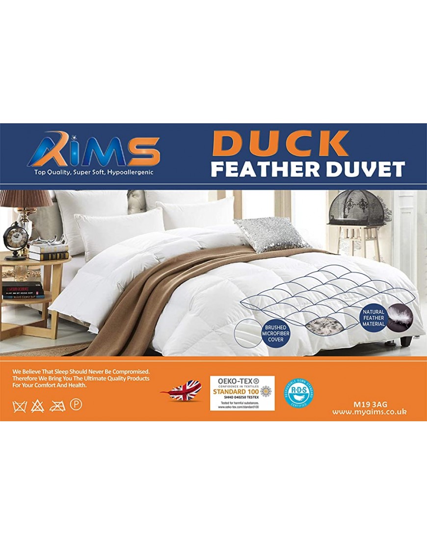 Duck Feather Down Super King Duvet Quilt 13.5 Tog Deluxe | Best Hotel Quality | Super Soft | Warm and Cosy | Anti Allergy | Computer Quilted Construction Self-fabric - B96B3HUSC