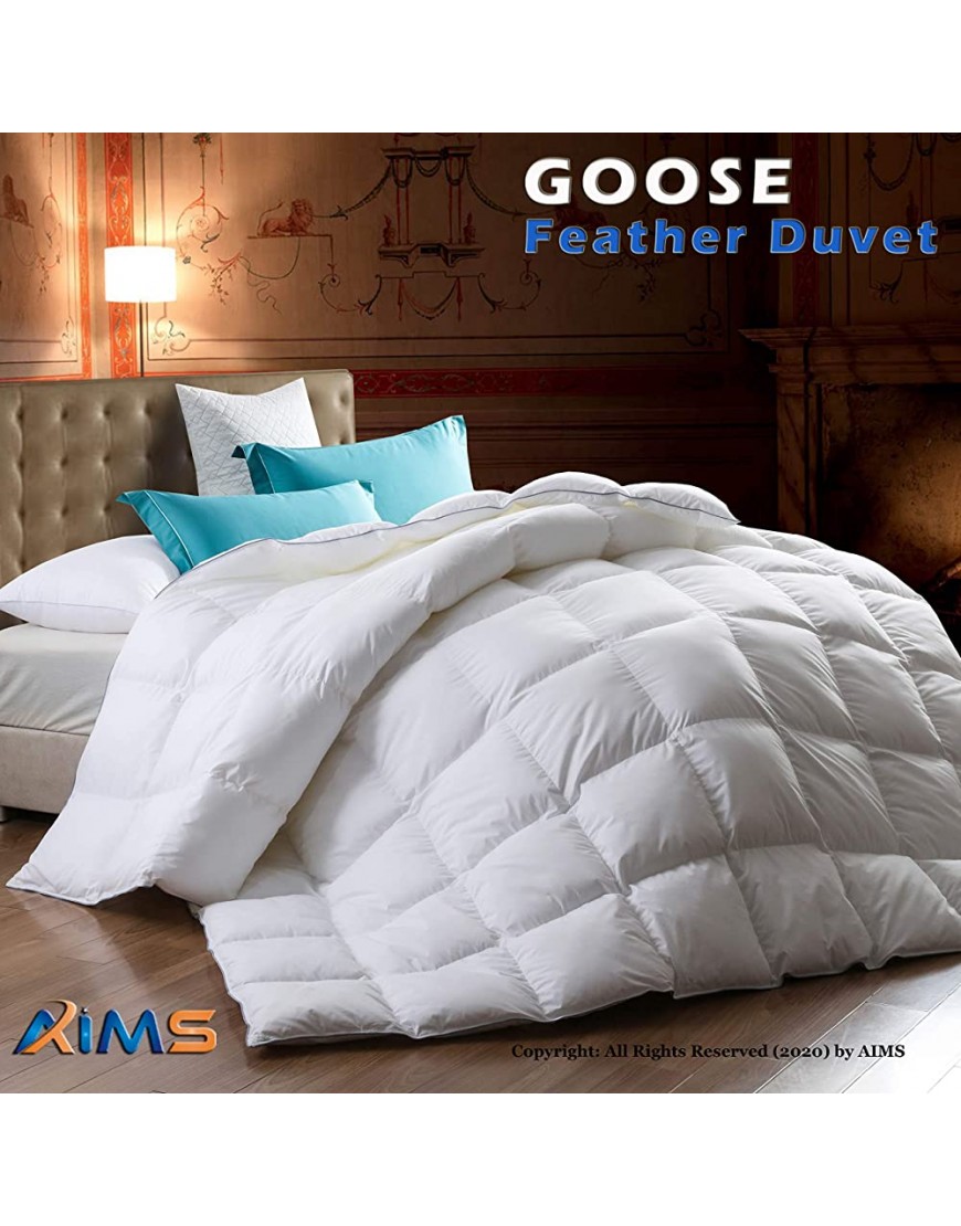 GOOSE Feather Down Quilt KING 13.5 Tog Deluxe Duvet | Best Hotel Quality | Super Soft | Warm and Cosy | Anti Allergy | Computer Quilted Construction Self-fabric - BMNDKVIXX