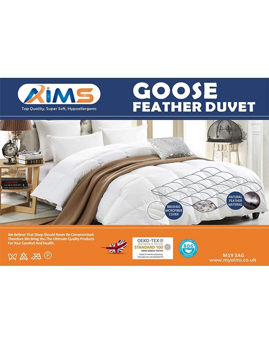 GOOSE Feather Down Quilt KING 13.5 Tog Deluxe Duvet | Best Hotel Quality | Super Soft | Warm and Cosy | Anti Allergy | Computer Quilted Construction Self-fabric - BMNDKVIXX