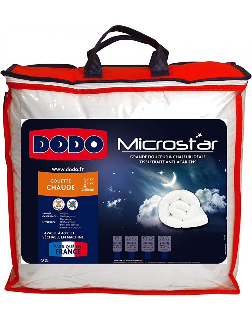 UNIVERS-DECOR Couette Dodo Microstar 140 x 200 cm pour lit 1 Place - B444HOHTF